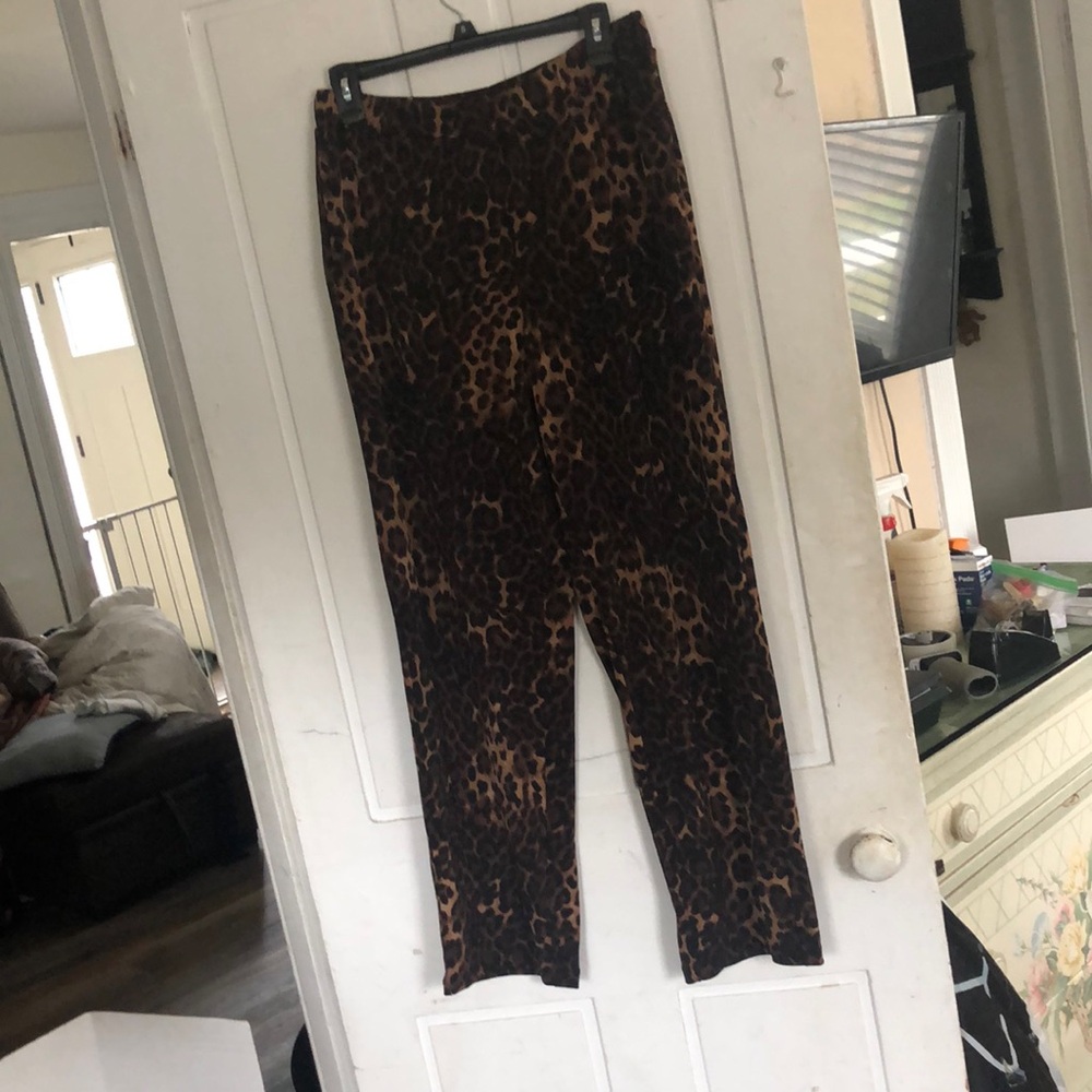 Susan graver printed liquid knit pull on animal style pants extra small CUTE NEW